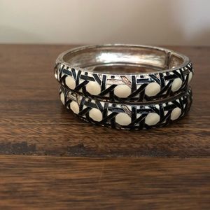 Black and white stackable bracelets